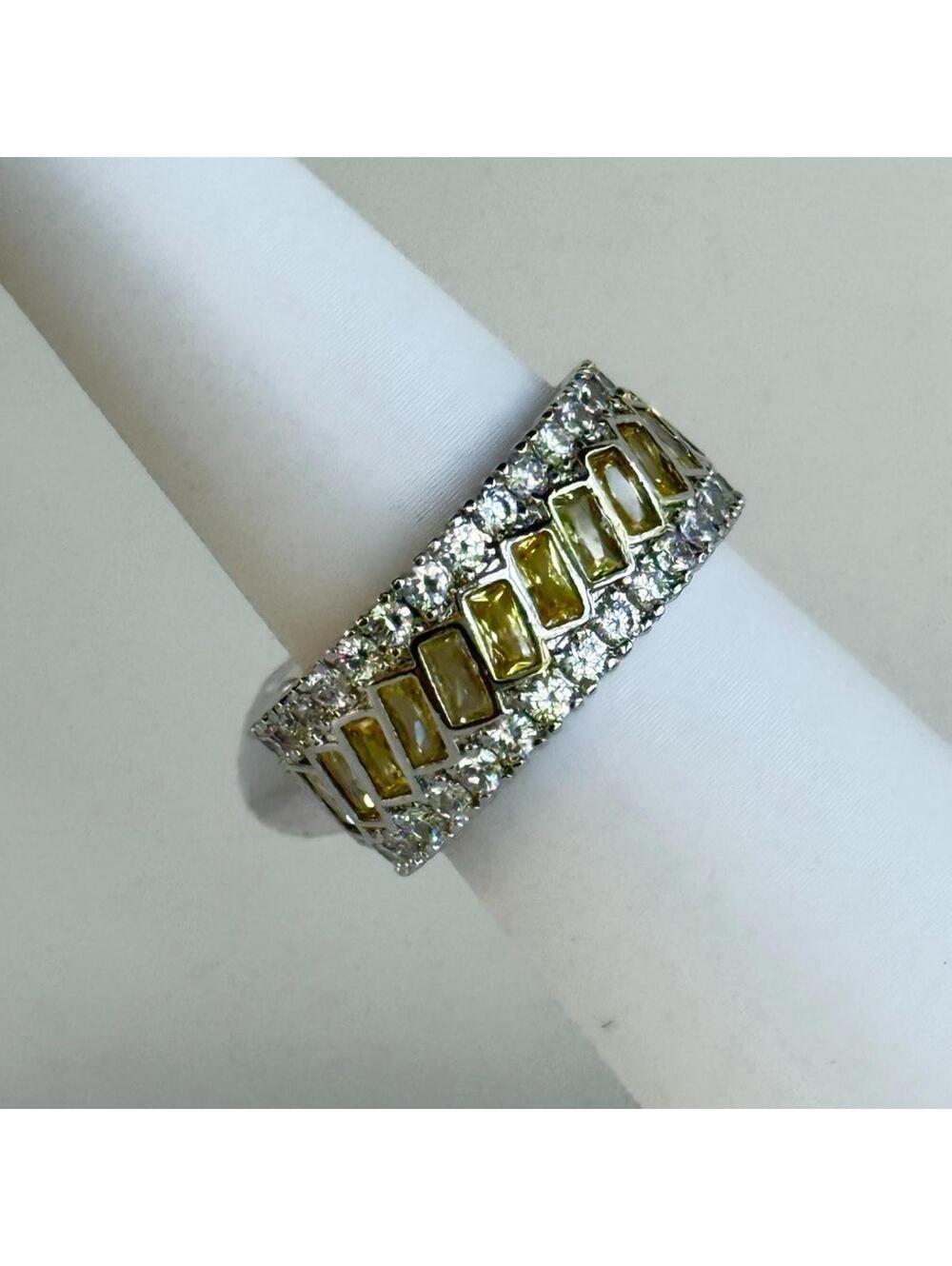 Bomb Party Ring Sz 8 Mosaic Melodies" Yellow Topaz on Rhodium